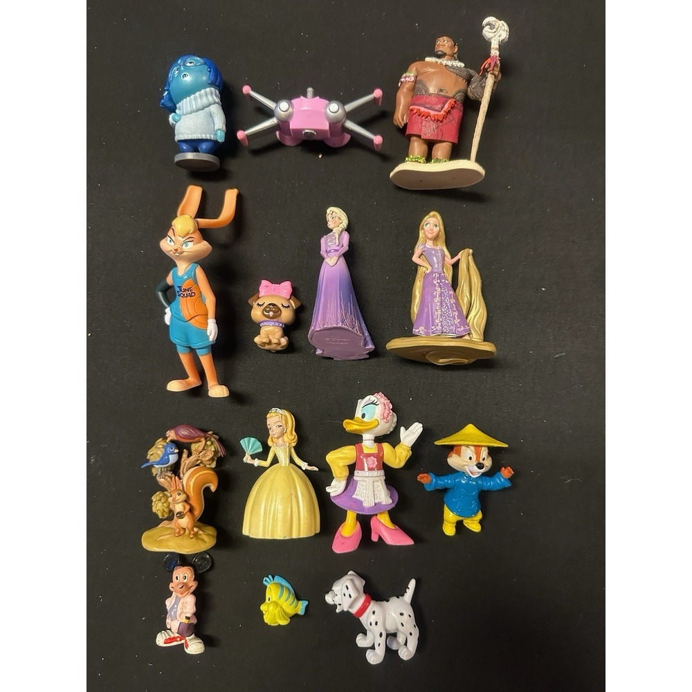 14pc Disney Etc Toy Figure Lot Sadness Elsa Rapunzel Maui